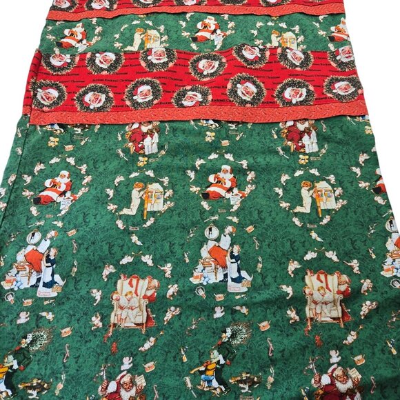 VTG Norman Rockwell Christmas Pillowcases Green Red Retro Holiday Print - Picture 2 of 6